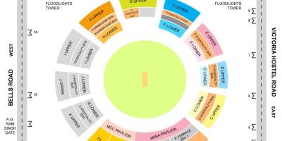 Chepauk สนามกีฬาแห่งควาผังแป้นพิมพ์บนแผนที่