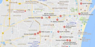 แผนที่ของโรงพยาบาล india. kgm 